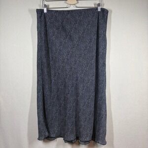 Vtg 90s Marla Kim Blk Wh Polka Dot Bias Cut Midi Skirt XL Minimalist Chic READ